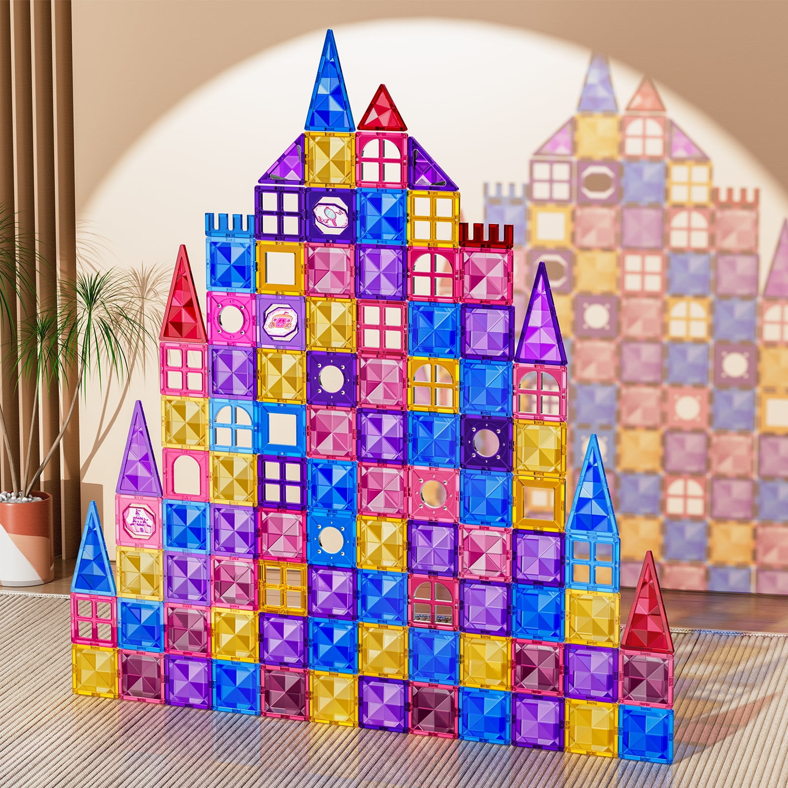 Garbo Star 97 Pcs Magnetic Building Set for Kids Ages 3-8, Magnetic Toys for Ages 4-8, Kids Building Toys Gifts for 3-8 Years Old Girls