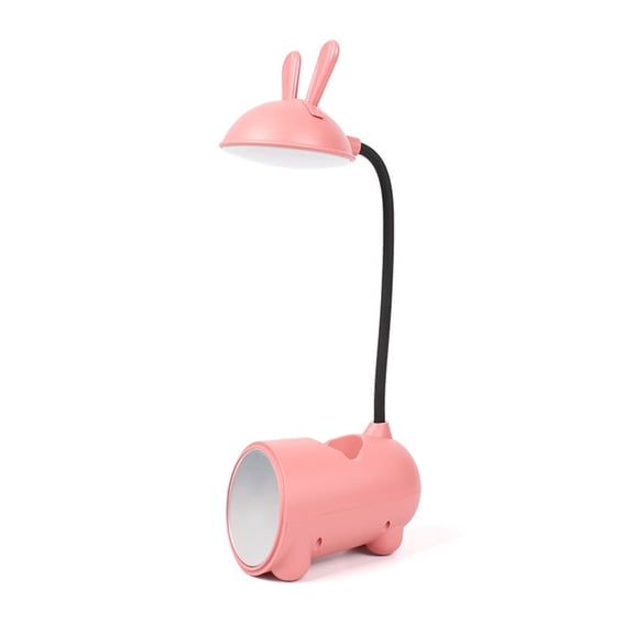 Qocolhg Eye Protection Desk Lamp, Multifunctional Reading Lamp Learning Lamp, Eye-Caring Desk Lamp with Mirror, Cute Bunny Shape, Eyebrow Pen Pencil Holders for Desk, for Office Bedroom Dorms, Pink
