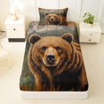 thumbnail image 3 of Castle Fairy Vintage Rustic Bear Twin Sheets 3pcs,Retro Woodland Wildlife Bedding,Natural Brown,1 Fitted Sheet, 1 Flat Sheet and 1 Pillowcase, 3 of 6