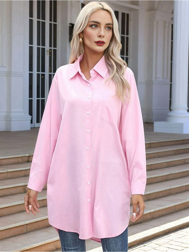 strapless open back dress Women Solid Pink Collar Neck Waist Tie-Up Corset Curved Hem Mini Shirt Dress main image 1