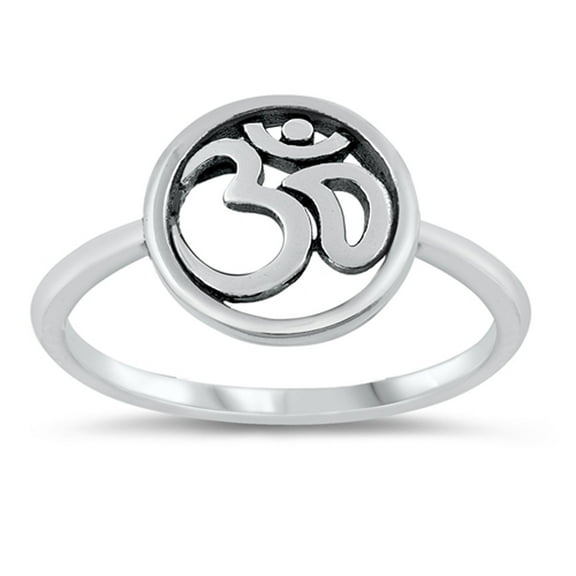 Simple Ohm Circle Yogi Meditation Ring .925 Sterling Silver Band Jewelry Female Male Unisex Size 4