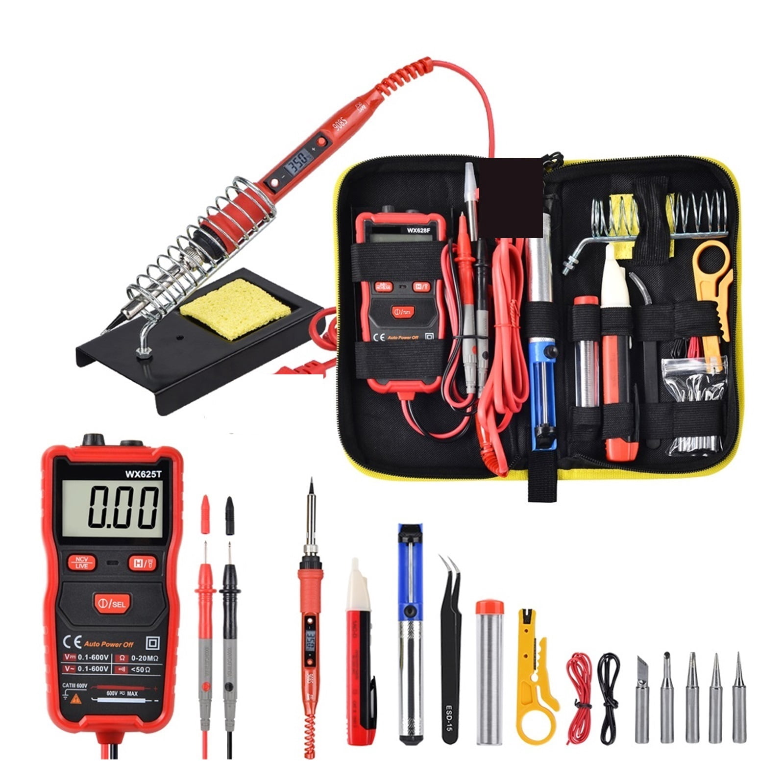 80W Soldering Iron Kit ,Adjustable Temperature LCD, With Multimeter Soldering Tips Desoldering Pump Welding Tools ,Accurate Temperature Control