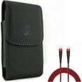 thumbnail image 1 of Case Belt Clip w 10ft PD Cable for Samsung Galaxy A73 5G,A13 5G,A03s Phones - Leather Holster Cover Pouch, Type-C to USB-C Charger Cord Power Wire, 1 of 13