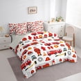 thumbnail image 2 of Castle Fairy Cartoon Fire Truck Bedding Comforter Set 7 Pieces for Teens, Firefighter Seamless Full Bedding Set for Toddler Bedroom, Red White,Grey Reversible, 2 of 7