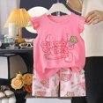 thumbnail image 2 of TOWED22 Toddler Boy Shorts Set - 2 Piece Short Sleeve Graphic Tees and Stretch Shorts for Boys - Toddler Summer Clothes(Pink,18-24 M), 2 of 4