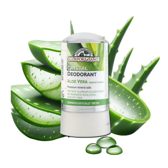 Corpore Sano Mineral Crystal Bar Deodorant Aloe Vera Hypoallergenic -No Parabens, Aluminum Chlorohydrate, Allergens, Perfumes - 60 g/2.1 oz