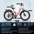 thumbnail image 5 of ESKUTE C300 750W Electric Bike for Adults, 48V 20.8Ah Battery, 20MPH, 26"x4.0" Fat Tire Step-Thru Ebike, Full Suspension Electric Bicycle, 8-Speed Pink, With Phonebag & Lock, UL2849, 5 of 6