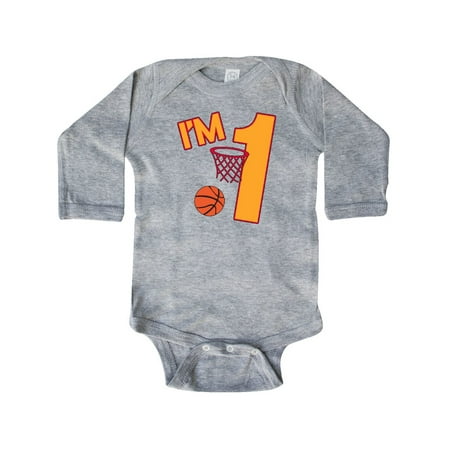 

Inktastic Im One! first birthday basketball Gift Baby Boy or Baby Girl Long Sleeve Bodysuit