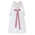 thumbnail image 2 of Ekidsbridal Girl Pageant Flower Girl Dress - White Backless Lace A-Line Tulle with Rhinestone Sash 290R3-A (Size: M-10), 2 of 3