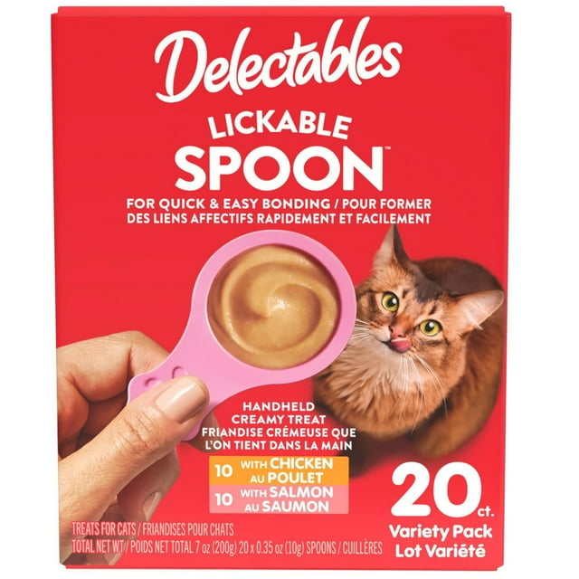 Delectables Lickable Spoon Chicken and Salmon Wet Cat Treat 20 Pack