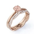thumbnail image 4 of JeenMata Art Deco 1.5 Carat Round cut created morganite and Moissanite Bridal Wedding Ring Set with Engagement Ring and Wedding Band in 18k Gold Over Silver, 4 of 6