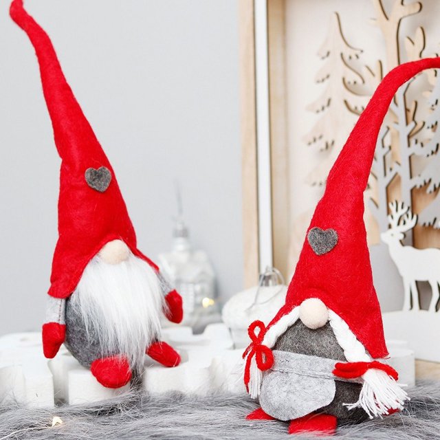 2022 New Year Merry Christmas Pendant Faceless Santa Gray Gnome Plush Doll Ornament Xmas Tree Table Decoration Kids Toys Gift