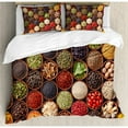 thumbnail image 3 of Retro Duvet Cover Set Twin Size, Colorful Herbs and Spices Cardamom Pepper Chili Ginger Dill Natural Cuisine Print, Decorative 2 Piece Bedding Set with 1 Pillow Sham, Multicolor, by Ambesonne, 3 of 3