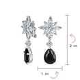 thumbnail image 4 of Bling Jewelry Womens Bridal Art Deco Cluster Floral CZ Teardrop Chandelier Clip-On Earrings RubyOnyx, 4 of 4