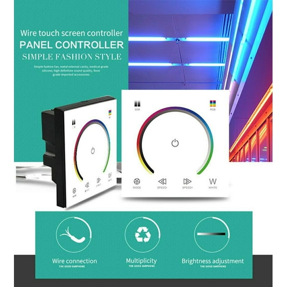 Wall-Mounted Touch Panel LED Controller Dimmer for RGB Strip Light DC 12V-24V 4A