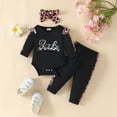 thumbnail image 3 of Newborn Infant Baby Girl Clothes Cotton Letter Print Top and Solid Color Pant, 3 of 8