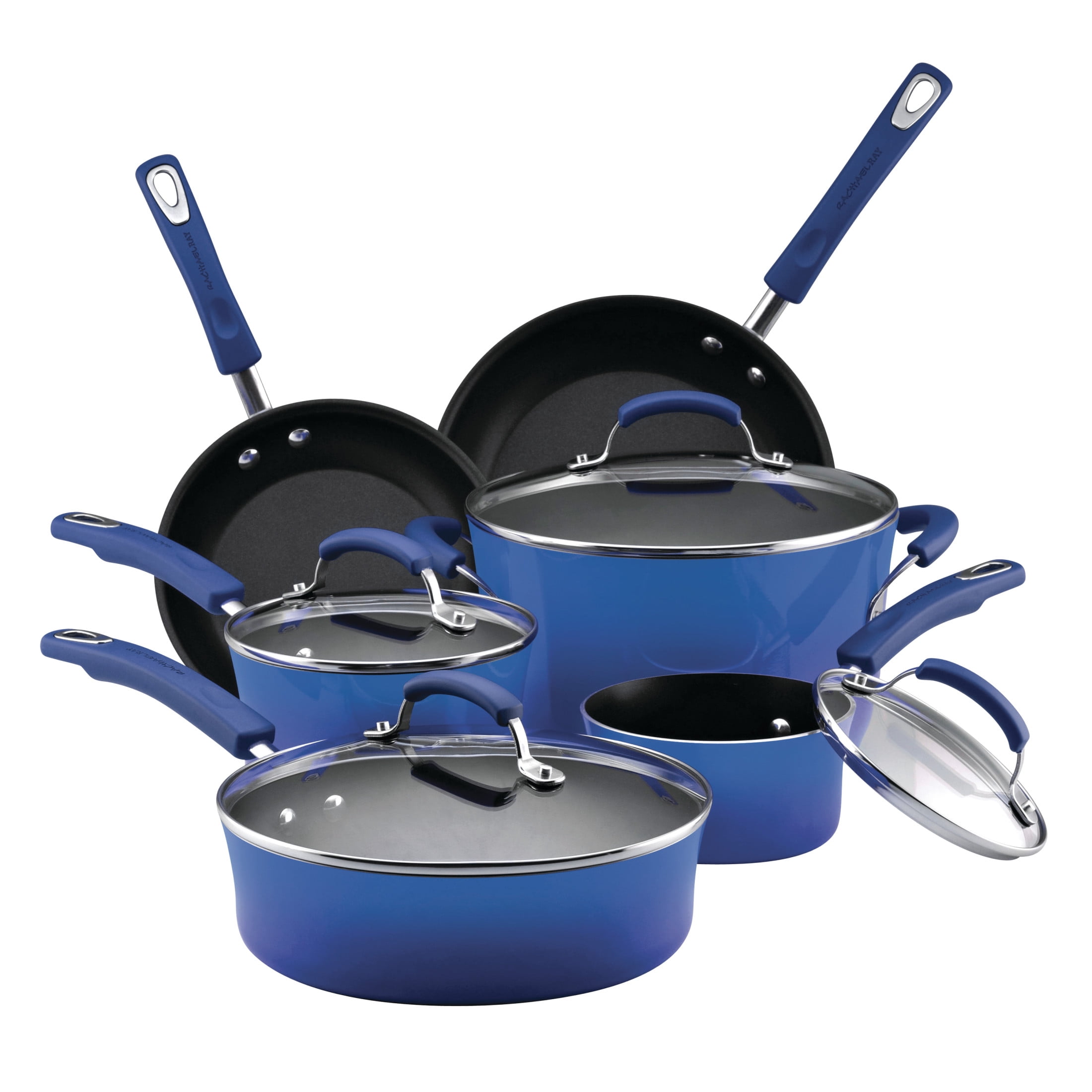 Rachael Ray 3-Piece Porcelain Enamel, Non-Stick Frying Pans, Fry Pans,  Skillet Set, Marine Blue Stainless Steel Cookware Set - AliExpress
