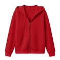 thumbnail image 3 of CINVREST Women's Bomber Jackets Plus Size Zip Up Hooded Jacquard Coat Casual Lightweight Fall Cropped Outwear Tops With Pockets (3XL, Wine|Hood), 3 of 9
