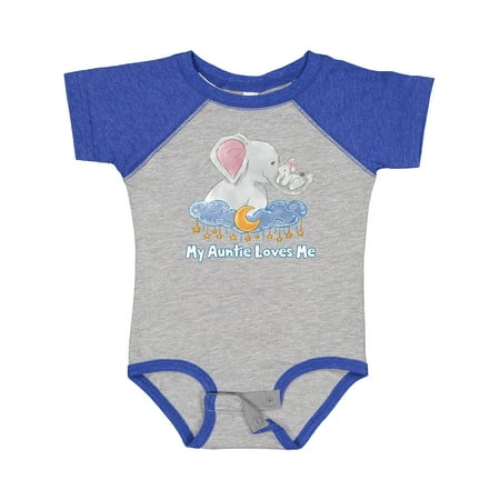 

Inktastic My Auntie Loves Me Cute Elephants Clouds Moon and Stars Gift Baby Boy or Baby Girl Bodysuit