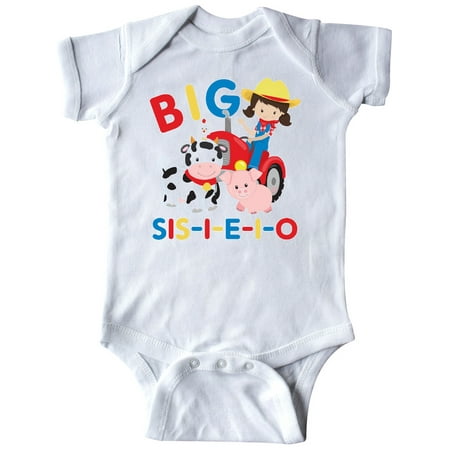 

Inktastic Farmer Tractor EIEIO Big Sis Gift Baby Girl Bodysuit