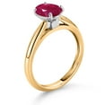 thumbnail image 3 of Gem Stone King 10K Yellow and White Gold Red Ruby Solitaire Engagement Ring for Women (1.60 Cttw, Oval 8X6MM, Gemstone July Birthstone, Available in Size 5, 6, 7, 8, 9), 3 of 4
