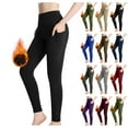 thumbnail image 4 of Audhol Yoga Leggings Fleece Lined Leggings Women Tummy Thermal Warm High Waisted Hiking Running Tights Yoga Pants with Pockets Fleece Yoga Pants Women Black M, 4 of 9