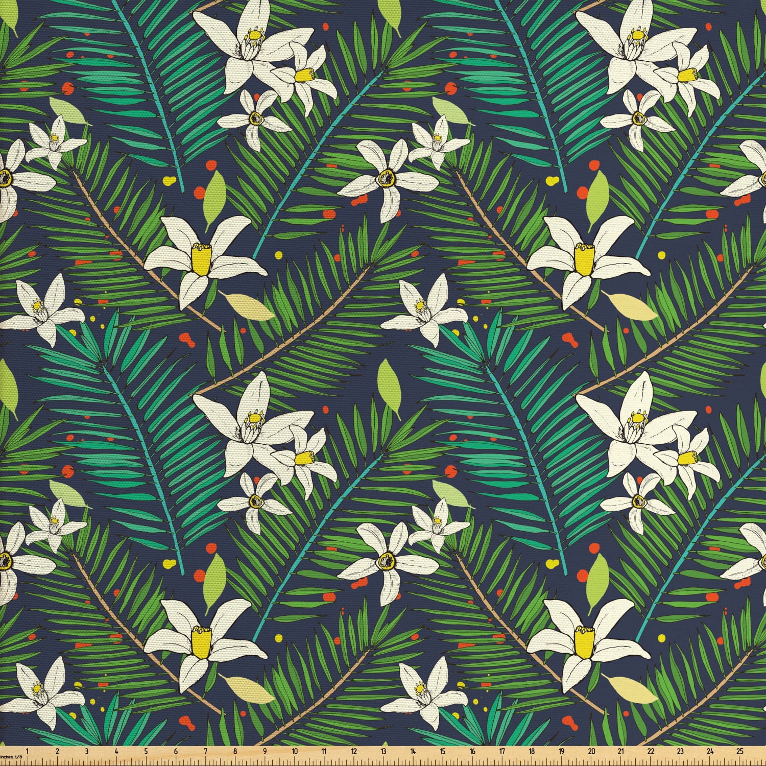Tropical Fabric by The Yard, Blossoming Hawaiian Flora Exotic Petals