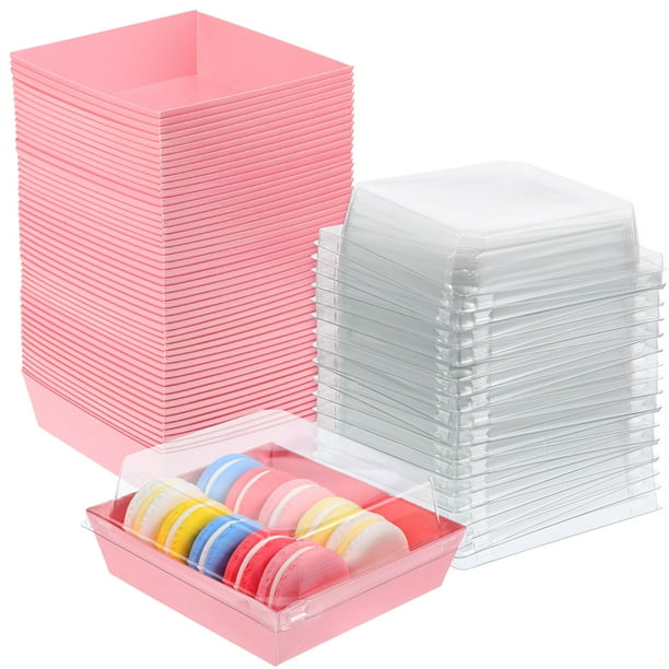 GOOHOCHY 50 Uds. Cajas para rebanadas de pastel, cajas para postres, Mini cajas para pasteles, cajas para galletas, cajas para pasteles pequeños con tapas, suministros de panadería