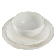 Gibson Elite Alemany 18 Piece Embossed Dinnerware Set - White
