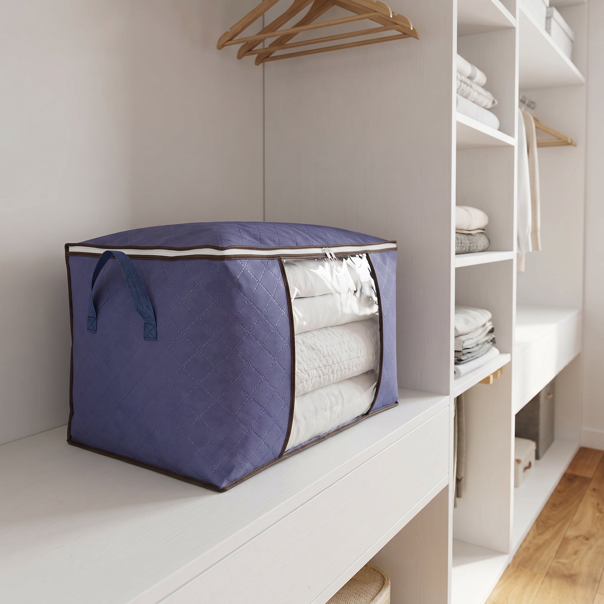 Unique Bargains Moistureproof Storage Sack Portable Side Bag Navy Blue 23.6"x15.7"x13.8"