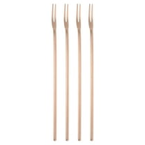 Uxcell 4 Pcs Pickle Fork, 8.6 Inch Olive Fork with Long Handle, Stainless Steel Cocktail Forks, 2-Tine Fork for Dessert Cocktail Fruit and Vegetable Rose Gold