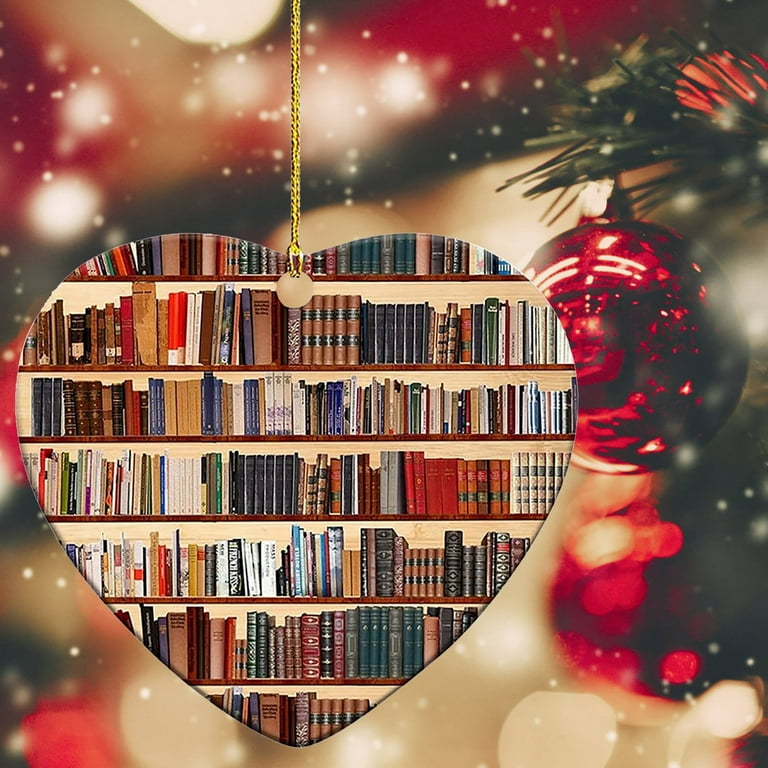 Kerst Houten Ornamenten Oude Boeken In Bibliotheek