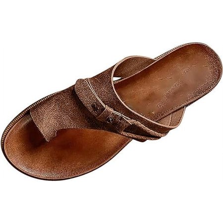 

Women Bunion Correcting Sandals Summer Bohemian Gladiator Open Toe Non-Slip Beach Slippers Casual Toe Separate Leather Flat Roman Shoes with Arch Support Flip Flops
