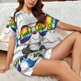 thumbnail image 6 of Bingfone Panda with Sun glasses Print Pajamas Sets for Women Soft Short-Sleeved Pjs with Lounge Shorts Two Piece Sleepwear, 6 of 8