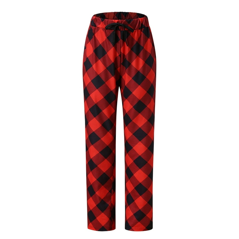 Hvyesh Women Lounge Pants Comfy Pajama Bottom with Pockets Stretch Plaid Sleepwear Drawstring Pj Bottoms Pants Walmart