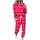 thumbnail image 2 of Puntoco Traje Casual Con Cordón Y Cuello Redondo De Manga Larga Con Estampado Holgado A La Moda Para Mujer, Color Rojo Rosa Xxxl, 2 of 5