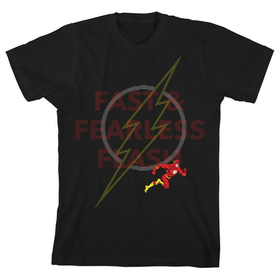 Flash Fast, Fearless, Flash Boy's Black T-shirt-M