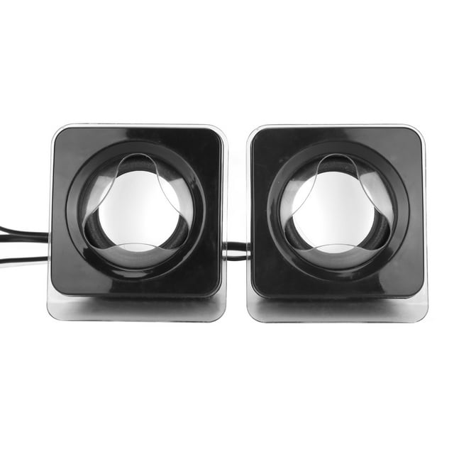 1 par de minialtavoces USB 2.0 para ordenador portátil, de escritorio, con cable, estéreo, para música, color negro