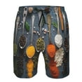 thumbnail image 3 of Zufioo Various Herbs And Spices In Spoons for Men's Casual Beach Shorts, Sports Fitness Quick-drying Drawstring Shorts with Pockets for Home Wear-3X-Large, 3 of 6