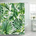 thumbnail image 2 of Cortina de ducha DEKAXID con diseño de hojas de palmera tropical, hojas de plantas verdes, calabaza, camión rojo, decoración navideña y de Halloween., 2 of 5