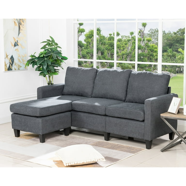 FDW Sofa Sectional Sofa Furniture Set Futon Sofa Modern Convertible L Shaped Grey