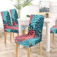 thumbnail image 5 of FMSHPON Dahlia Pinnata Flower Teal Coral Turquoise Stretch Chair Cover Protector Seat Slipcover for Dining Room Hotel Wedding Party Set of 6, 5 of 6