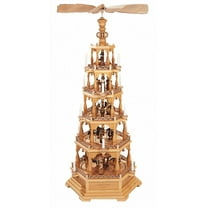 German christmas pyramid Christmas story, 5-tier, height 150 cm / 59 inch, electrical illuminated and driven (230V, 50Hz not for USA and Japan), natural, original Erzgebirge by Müller Seiffen