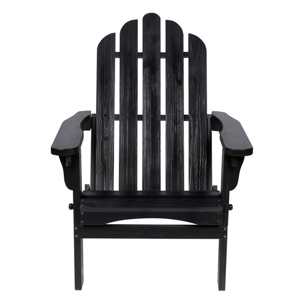 Pemberly Row Traditional Cedar Wood Folding Adirondack Chair in Black