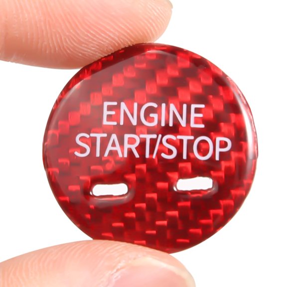BINB ROAD Engine Start Stop Push Button Cover Trim Carbon Fiber Compatible with Cadillac XTS XT5 CTS CT6 XT5 SRX Escalade 2013-2020,Red