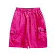 thumbnail image 3 of FAOWME Girls Cargo Shorts High Waisted Loose Casual Medium Pants Dry Sports Fifth Pants Hot Pink 8-9 Years, 3 of 6