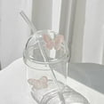 thumbnail image 3 of Ribbed Glass Cups, Vintage Drinking Glassware with Bow, Bubble Cups for Iced Coffee, Juice, Beverage, Milk, Cocktails, Juice , Bubble Tea, 3 of 9