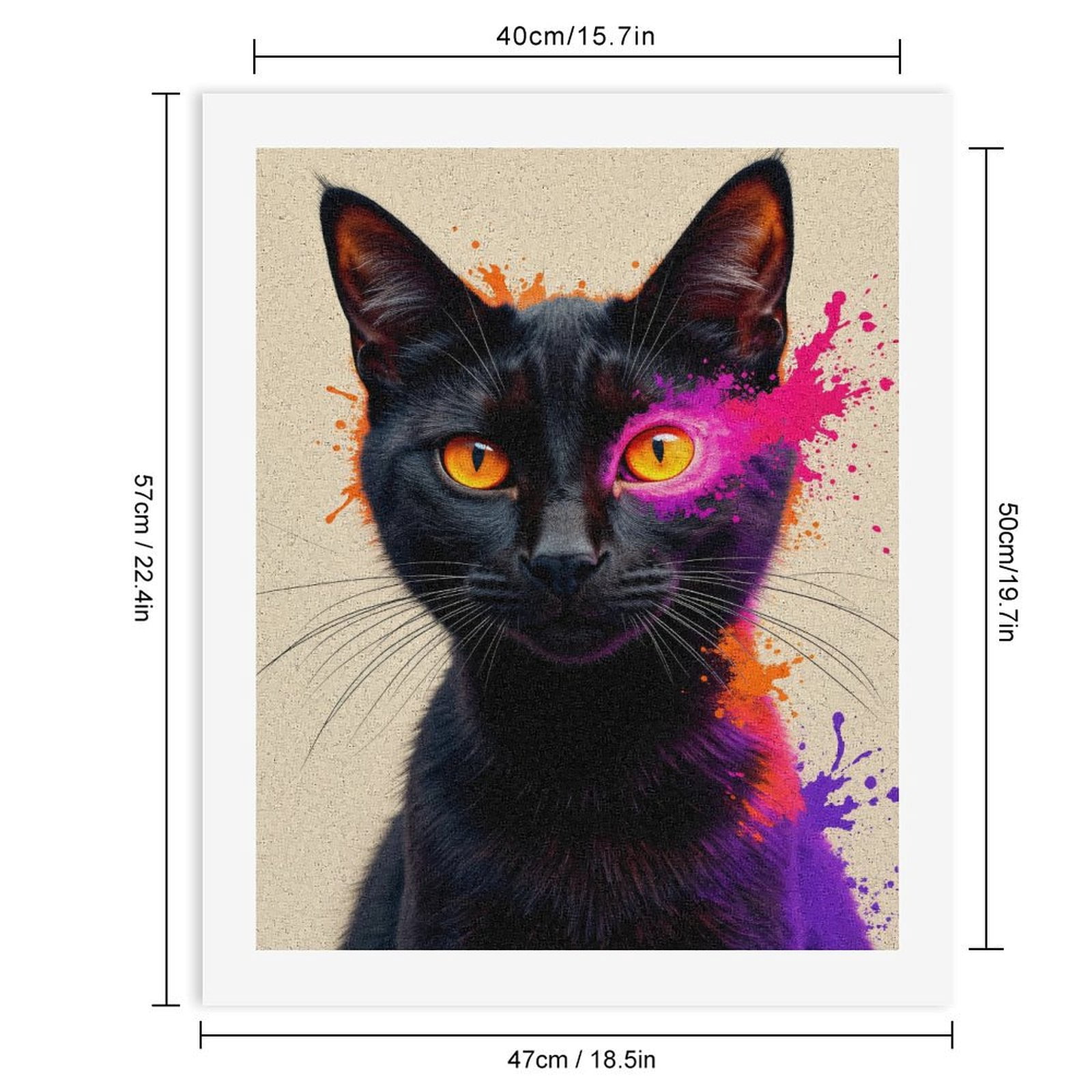 Paint By Numbers Kit for Adults Beginner - DIY Black Cat Vibrant Splash Art Canvas Painting Kits for Adults, Frameless Paint By Number for Adults for Home Wall Decor 16x20 Inch