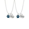 thumbnail image 1 of Delight Jewelry Silvertone Medium Translucent Navy Paw Mother & Daughter Heart Necklaces (Set of 2), 19"+2", 1 of 4