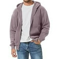 thumbnail image 4 of Mohiass Mens Full Zip Casual Cotton Hooded Fleece Drawstring Hoodies Pullover Sweatshirts Casual Long Sleeve Shirts Light Purple L, 4 of 4